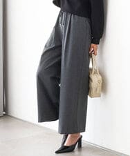 FKLAD34160 MK MICHEL KLEIN(MK ミッシェルクラン) ストレートワイドパンツ(ストライプ・無地)/洗える ダークグレー（ストライプ）