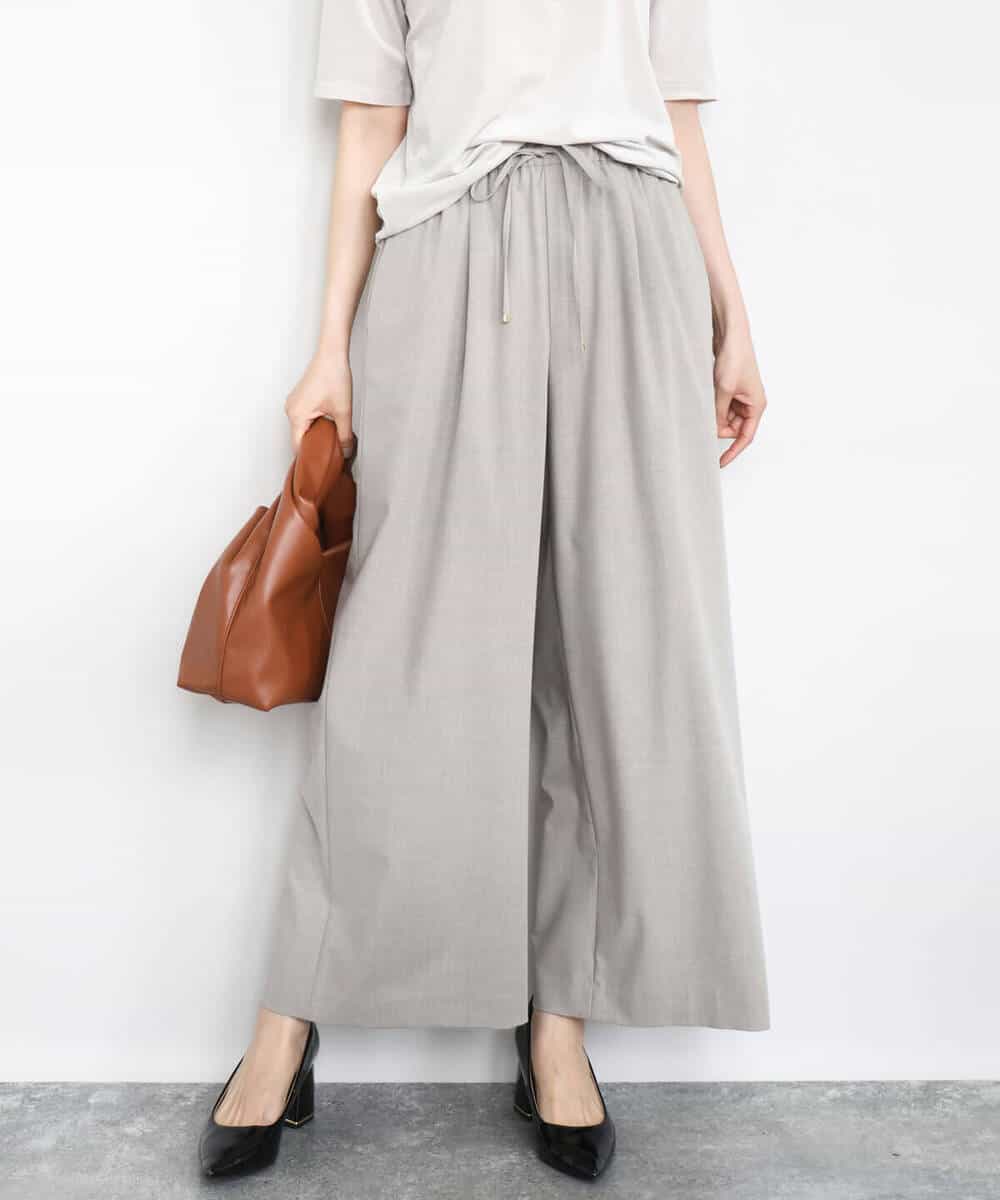 FKLAD34160 MK MICHEL KLEIN(MK ミッシェルクラン) ストレートワイドパンツ(ストライプ・無地)/洗える ダークグレー（ストライプ）
