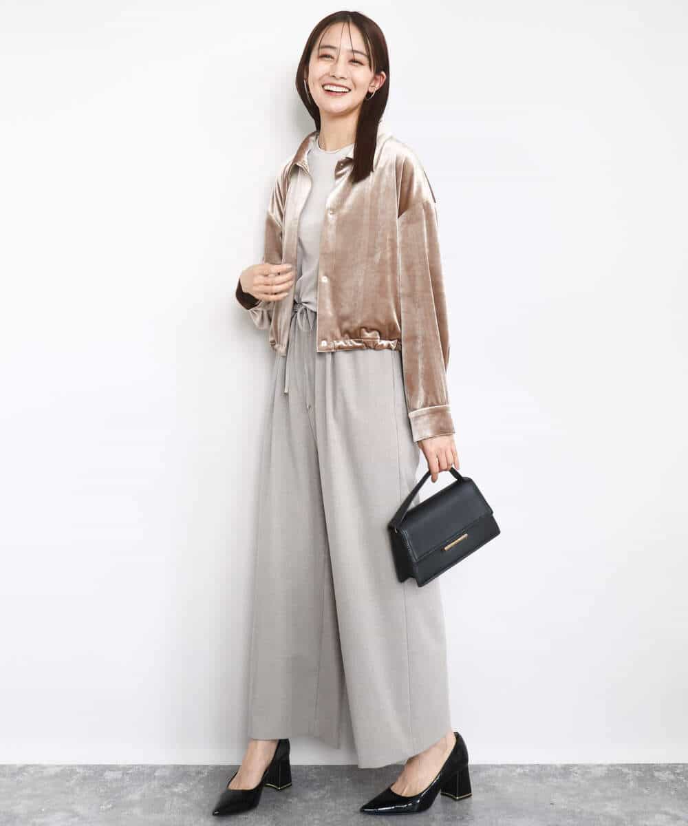 FKLAD34160 MK MICHEL KLEIN(MK ミッシェルクラン) ストレートワイドパンツ(ストライプ・無地)/洗える ダークグレー（ストライプ）