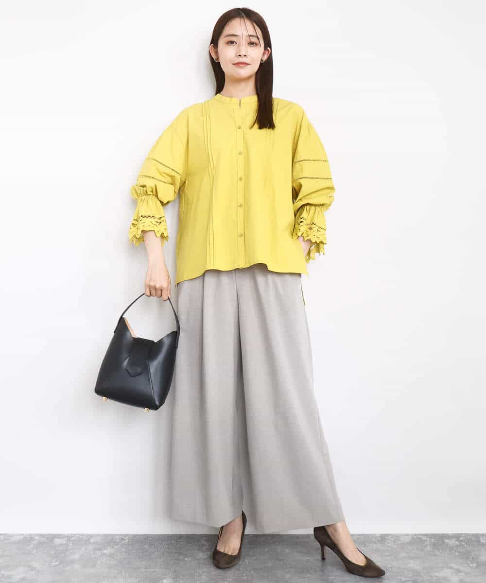 FKLAD34160 MK MICHEL KLEIN(MK ミッシェルクラン) ストレートワイドパンツ(ストライプ・無地)/洗える ダークグレー（ストライプ）
