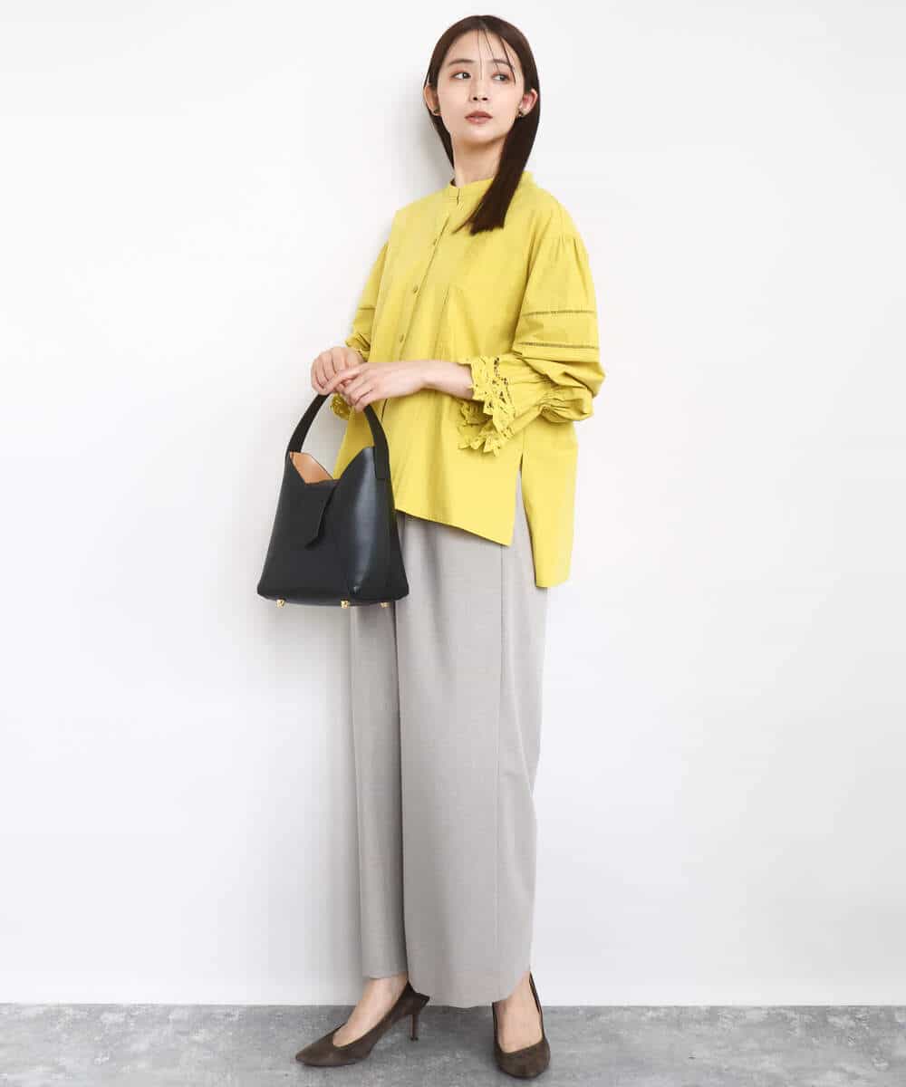 FKLAD34160 MK MICHEL KLEIN(MK ミッシェルクラン) ストレートワイドパンツ(ストライプ・無地)/洗える ダークグレー（ストライプ）