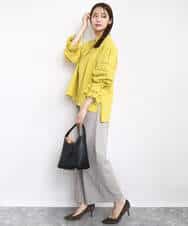 FKLAD34160 MK MICHEL KLEIN(MK ミッシェルクラン) ストレートワイドパンツ(ストライプ・無地)/洗える ダークグレー（ストライプ）