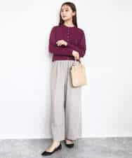 FKLAD34160 MK MICHEL KLEIN(MK ミッシェルクラン) ストレートワイドパンツ(ストライプ・無地)/洗える ダークグレー（ストライプ）