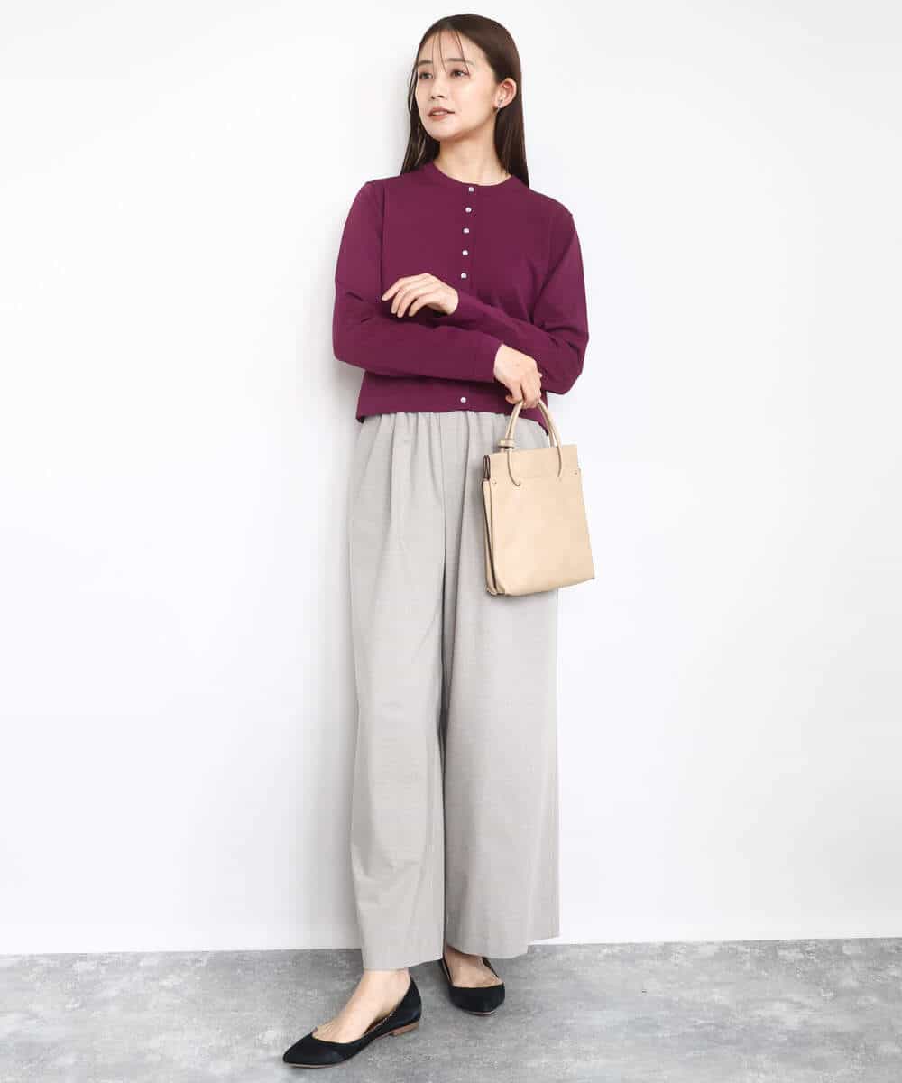 FKLAD34160 MK MICHEL KLEIN(MK ミッシェルクラン) ストレートワイドパンツ(ストライプ・無地)/洗える ダークグレー（ストライプ）
