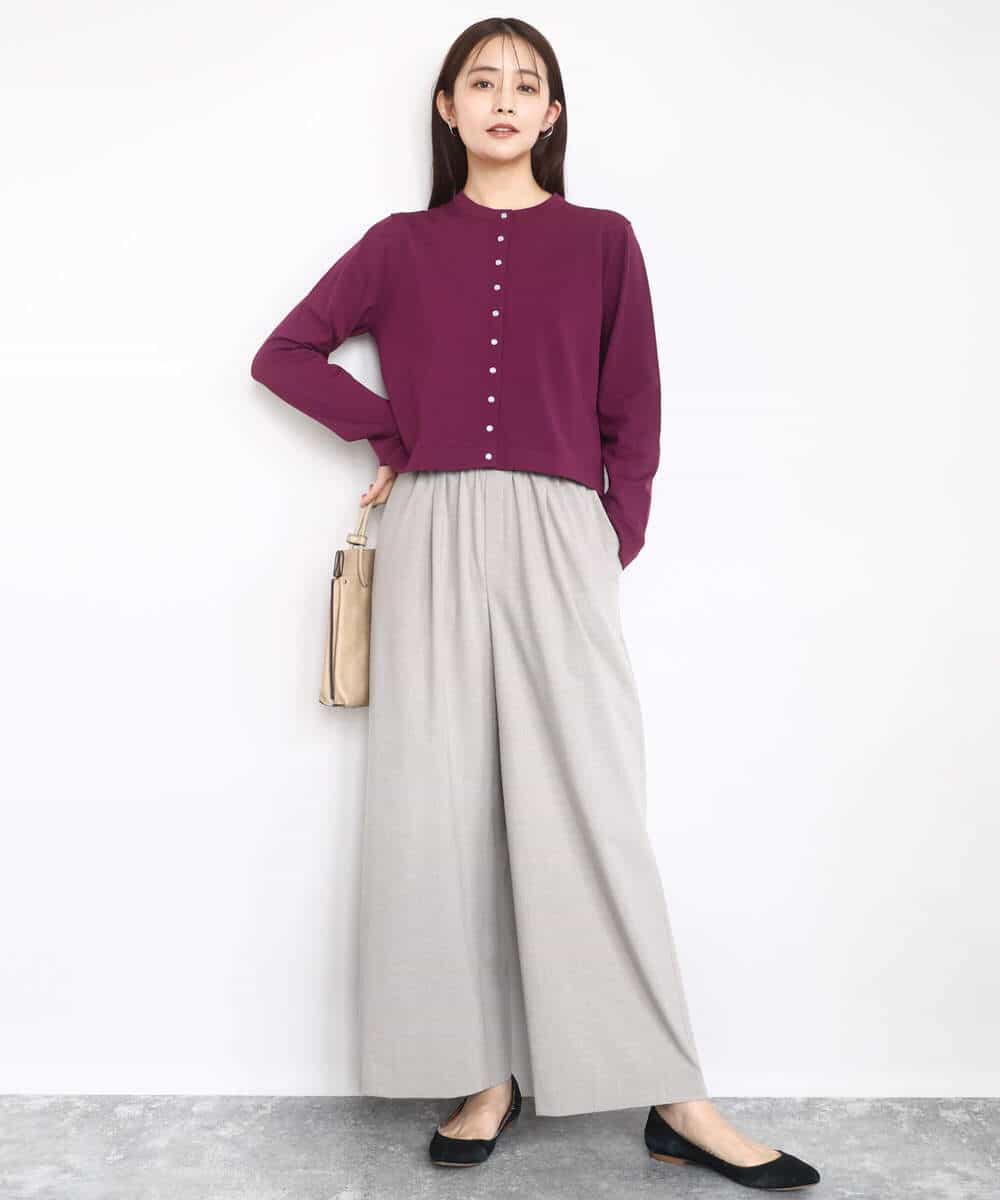FKLAD34160 MK MICHEL KLEIN(MK ミッシェルクラン) ストレートワイドパンツ(ストライプ・無地)/洗える ダークグレー（ストライプ）