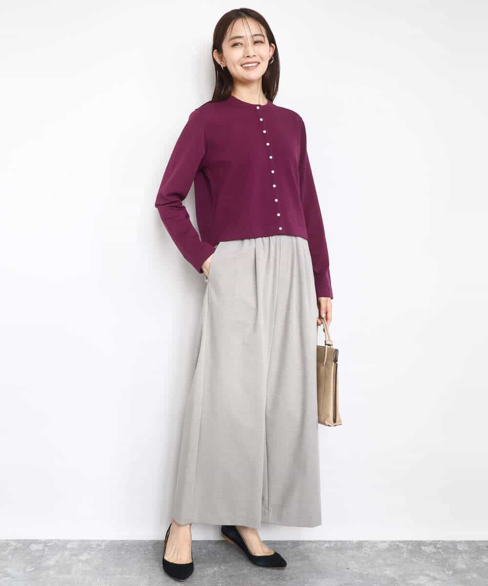 FKLAD34160 MK MICHEL KLEIN(MK ミッシェルクラン) ストレートワイドパンツ(ストライプ・無地)/洗える ダークグレー（ストライプ）
