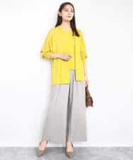 FKLAD34160 MK MICHEL KLEIN(MK ミッシェルクラン) ストレートワイドパンツ(ストライプ・無地)/洗える ダークグレー（ストライプ）