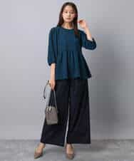 FKLAD34160 MK MICHEL KLEIN(MK ミッシェルクラン) ストレートワイドパンツ(ストライプ・無地)/洗える ダークグレー（ストライプ）