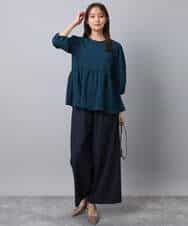 FKLAD34160 MK MICHEL KLEIN(MK ミッシェルクラン) ストレートワイドパンツ(ストライプ・無地)/洗える ダークグレー（ストライプ）