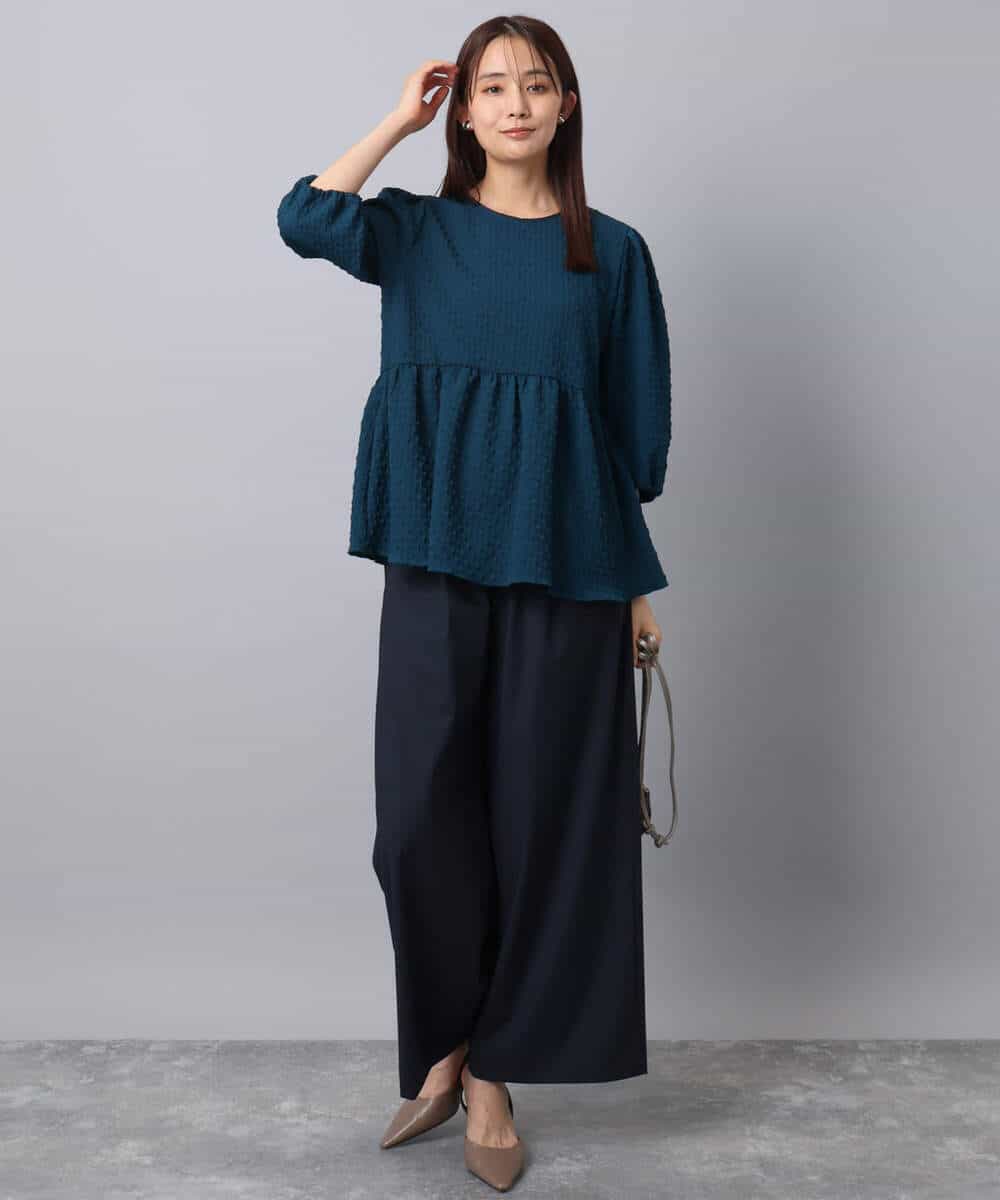 FKLAD34160 MK MICHEL KLEIN(MK ミッシェルクラン) ストレートワイドパンツ(ストライプ・無地)/洗える ダークグレー（ストライプ）