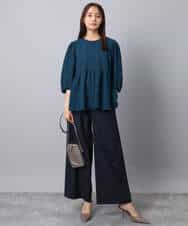 FKLAD34160 MK MICHEL KLEIN(MK ミッシェルクラン) ストレートワイドパンツ(ストライプ・無地)/洗える ダークグレー（ストライプ）