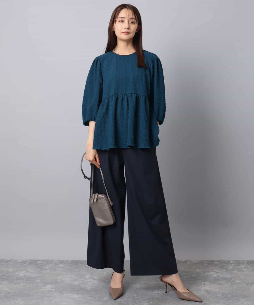 FKLAD34160 MK MICHEL KLEIN(MK ミッシェルクラン) ストレートワイドパンツ(ストライプ・無地)/洗える ダークグレー（ストライプ）