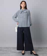FKLAD34160 MK MICHEL KLEIN(MK ミッシェルクラン) ストレートワイドパンツ(ストライプ・無地)/洗える ダークグレー（ストライプ）