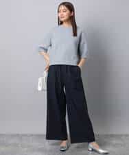 FKLAD34160 MK MICHEL KLEIN(MK ミッシェルクラン) ストレートワイドパンツ(ストライプ・無地)/洗える ダークグレー（ストライプ）