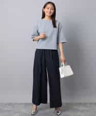 FKLAD34160 MK MICHEL KLEIN(MK ミッシェルクラン) ストレートワイドパンツ(ストライプ・無地)/洗える ダークグレー（ストライプ）