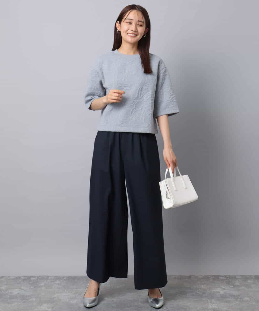 FKLAD34160 MK MICHEL KLEIN(MK ミッシェルクラン) ストレートワイドパンツ(ストライプ・無地)/洗える ダークグレー（ストライプ）