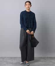 FKLAD34160 MK MICHEL KLEIN(MK ミッシェルクラン) ストレートワイドパンツ(ストライプ・無地)/洗える ダークグレー（ストライプ）