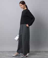 FKLAD34160 MK MICHEL KLEIN(MK ミッシェルクラン) ストレートワイドパンツ(ストライプ・無地)/洗える ダークグレー（ストライプ）