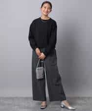 FKLAD34160 MK MICHEL KLEIN(MK ミッシェルクラン) ストレートワイドパンツ(ストライプ・無地)/洗える ダークグレー（ストライプ）