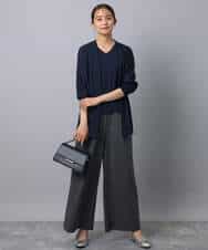 FKLAD34160 MK MICHEL KLEIN(MK ミッシェルクラン) ストレートワイドパンツ(ストライプ・無地)/洗える ダークグレー（ストライプ）