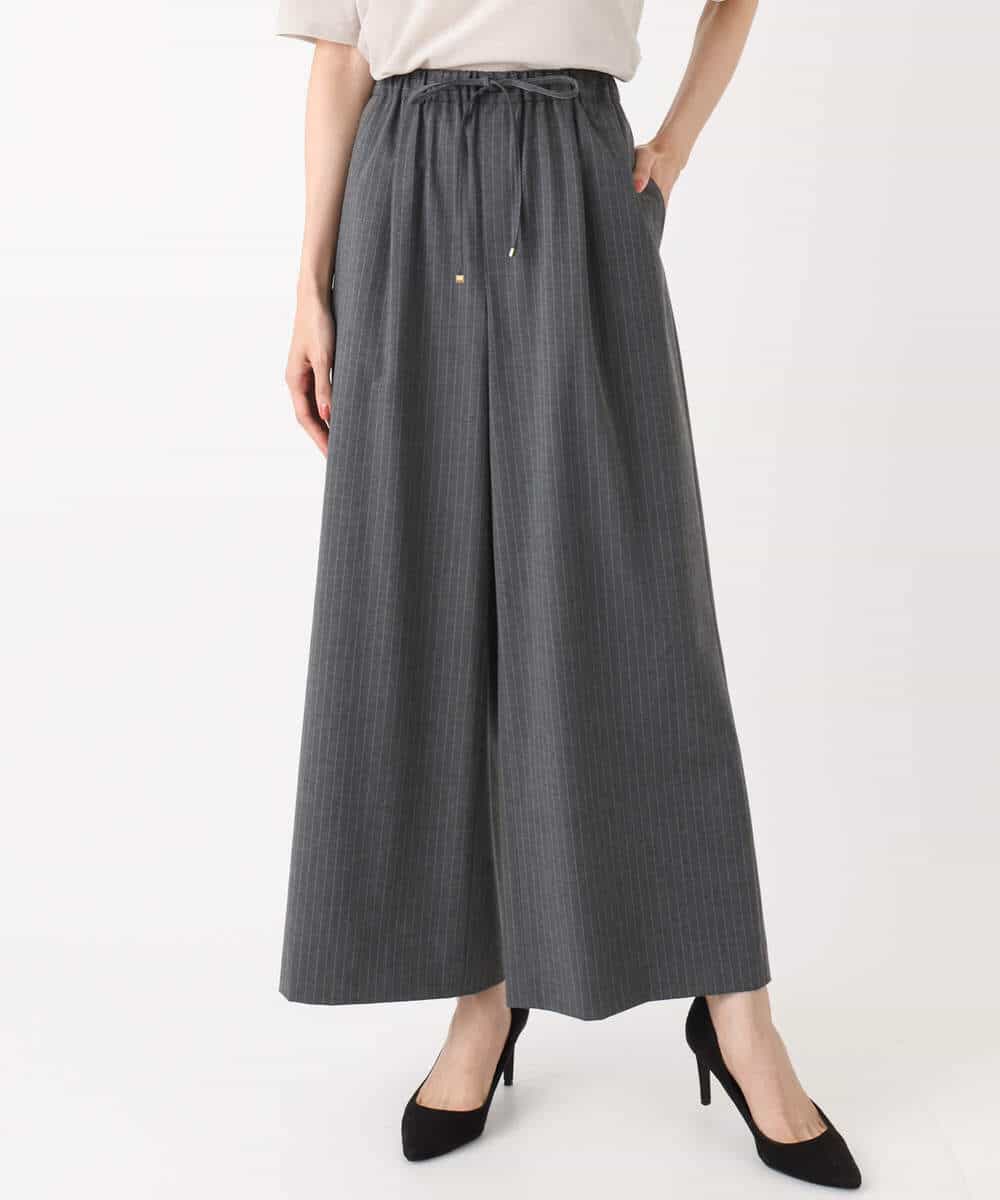 FKLAD34160 MK MICHEL KLEIN(MK ミッシェルクラン) ストレートワイドパンツ(ストライプ・無地)/洗える ダークグレー（ストライプ）