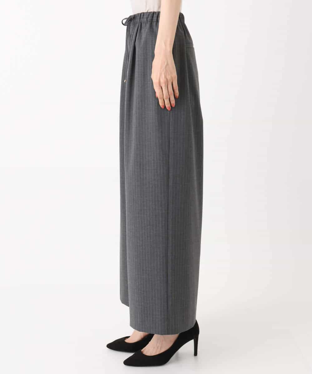 FKLAD34160 MK MICHEL KLEIN(MK ミッシェルクラン) ストレートワイドパンツ(ストライプ・無地)/洗える ダークグレー（ストライプ）