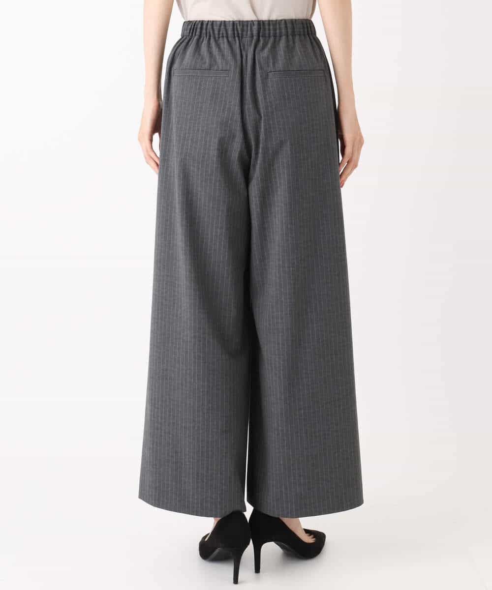 FKLAD34160 MK MICHEL KLEIN(MK ミッシェルクラン) ストレートワイドパンツ(ストライプ・無地)/洗える ダークグレー（ストライプ）