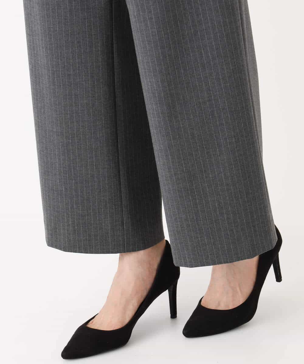 FKLAD34160 MK MICHEL KLEIN(MK ミッシェルクラン) ストレートワイドパンツ(ストライプ・無地)/洗える ダークグレー（ストライプ）