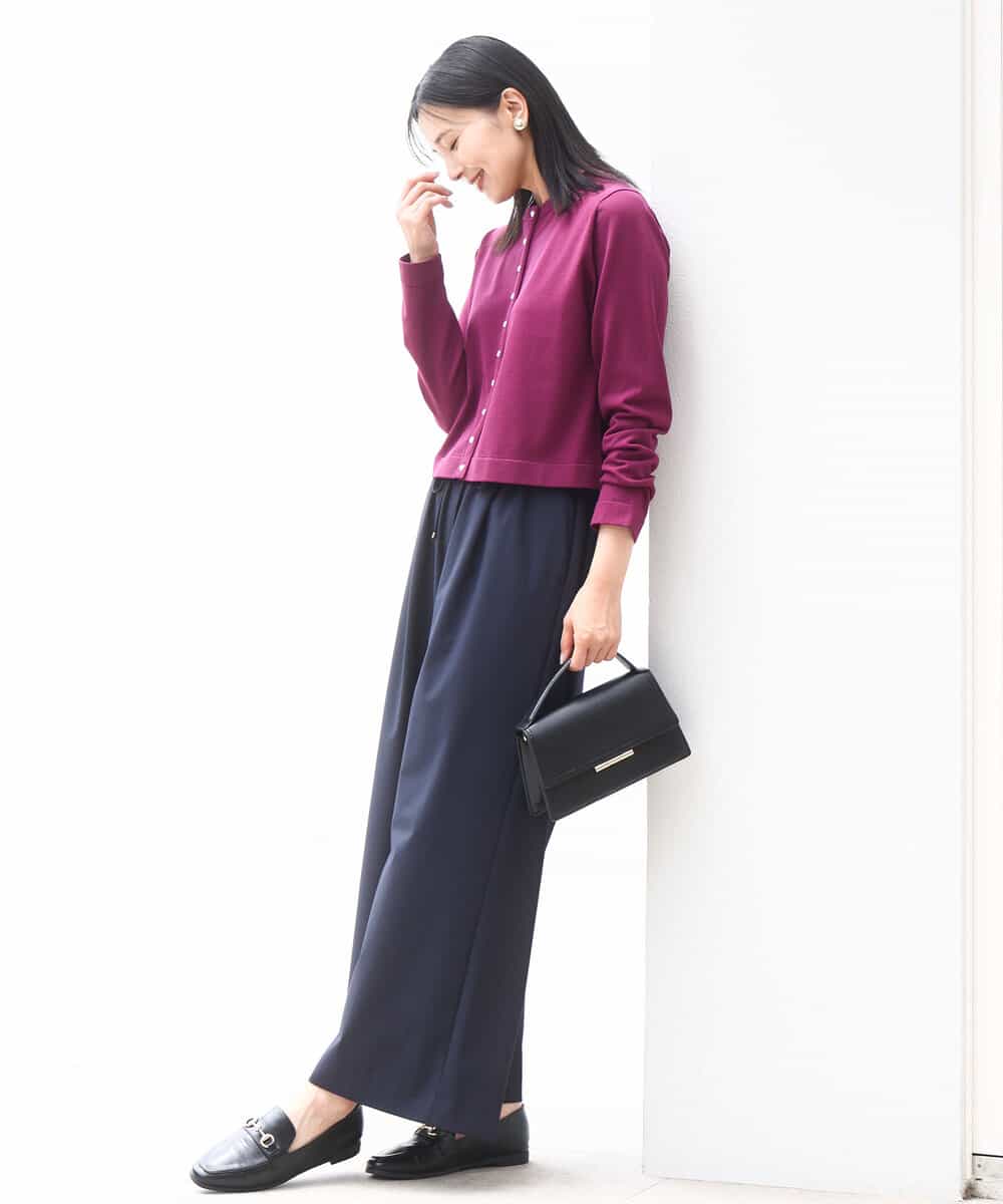 FKLAD34160 MK MICHEL KLEIN(MK ミッシェルクラン) ストレートワイドパンツ(ストライプ・無地)/洗える ダークグレー（ストライプ）