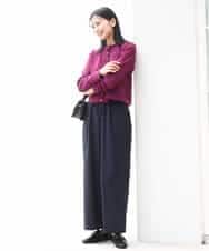FKLAD34160 MK MICHEL KLEIN(MK ミッシェルクラン) ストレートワイドパンツ(ストライプ・無地)/洗える ダークグレー（ストライプ）
