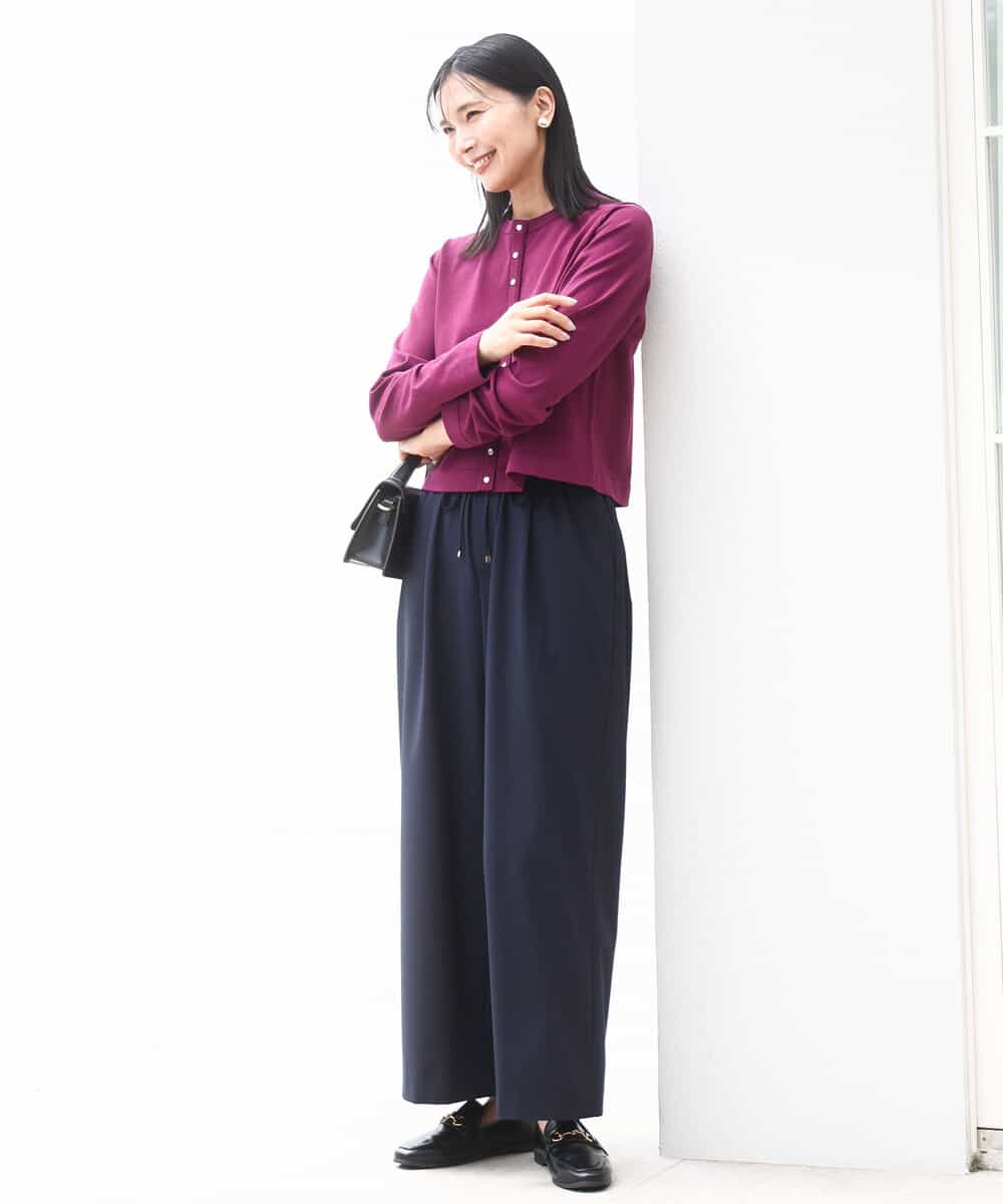 FKLAD34160 MK MICHEL KLEIN(MK ミッシェルクラン) ストレートワイドパンツ(ストライプ・無地)/洗える ダークグレー（ストライプ）