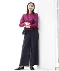 FKLAD34160 MK MICHEL KLEIN(MK ミッシェルクラン) ストレートワイドパンツ(ストライプ・無地)/洗える ダークグレー（ストライプ）