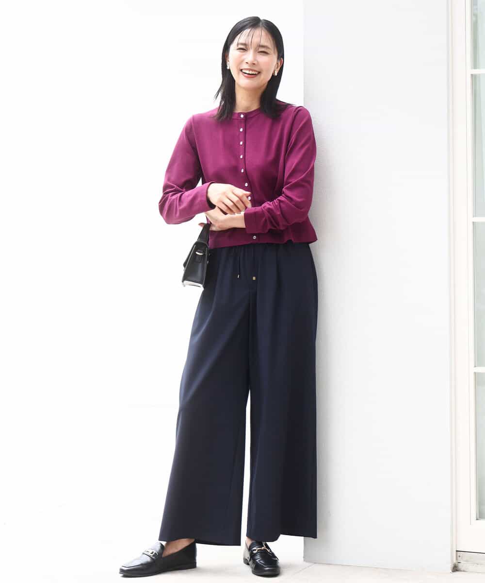 FKLAD34160 MK MICHEL KLEIN(MK ミッシェルクラン) ストレートワイドパンツ(ストライプ・無地)/洗える ダークグレー（ストライプ）