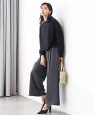FKLAD34160 MK MICHEL KLEIN(MK ミッシェルクラン) ストレートワイドパンツ(ストライプ・無地)/洗える ダークグレー（ストライプ）
