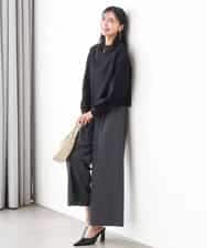 FKLAD34160 MK MICHEL KLEIN(MK ミッシェルクラン) ストレートワイドパンツ(ストライプ・無地)/洗える ダークグレー（ストライプ）
