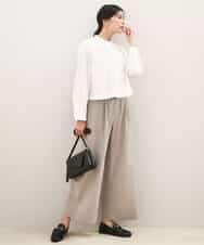 FKLAD34160 MK MICHEL KLEIN(MK ミッシェルクラン) ストレートワイドパンツ(ストライプ・無地)/洗える ダークグレー（ストライプ）