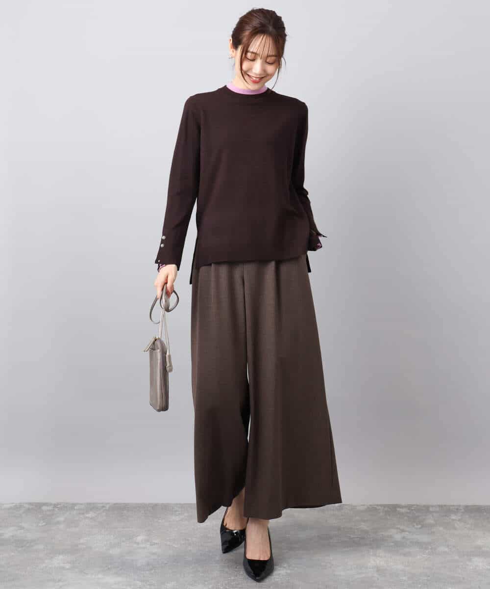 FKLAD51170 MK MICHEL KLEIN(MK ミッシェルクラン) 千鳥柄ガウチョパンツ/洗える グレー