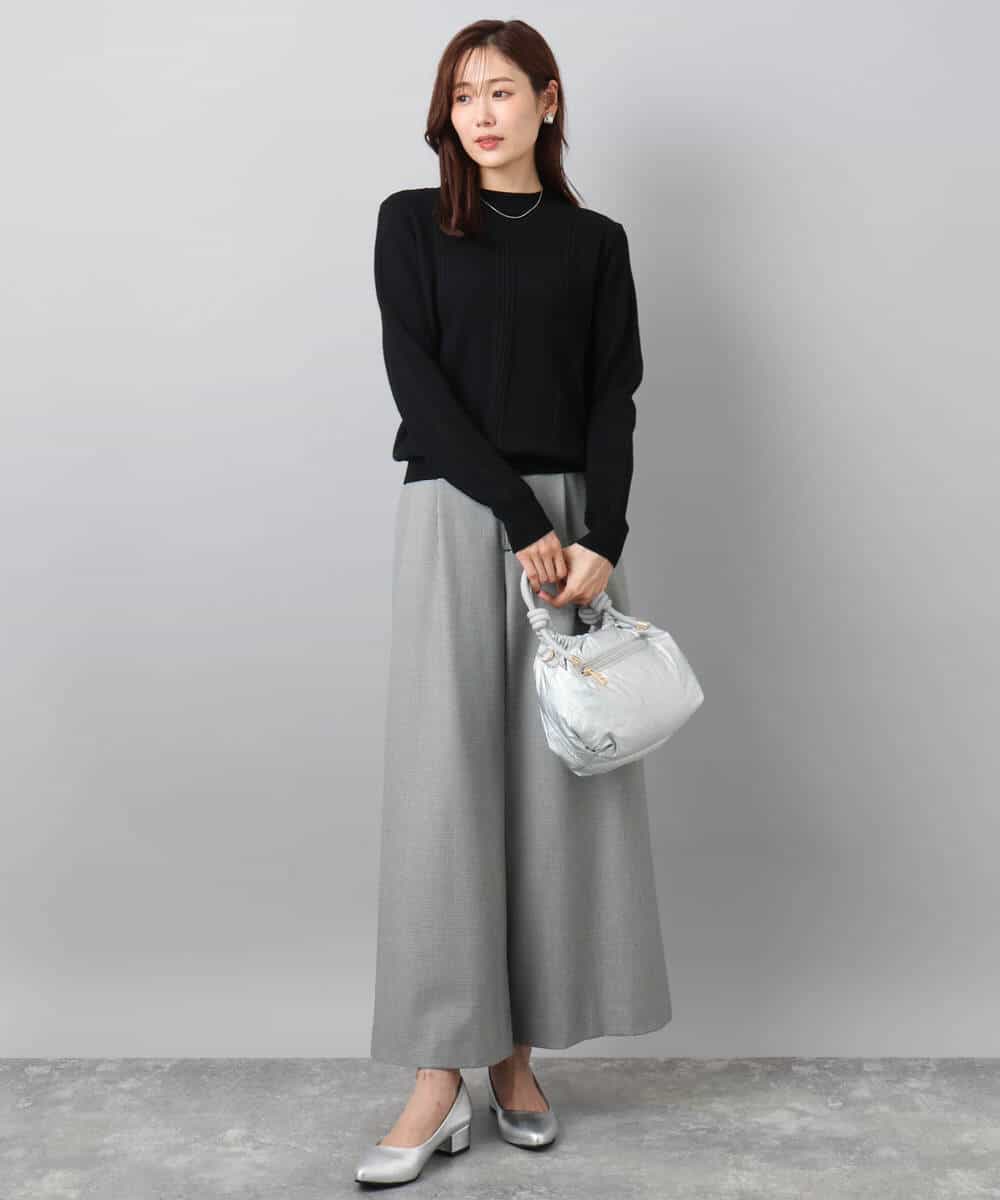 FKLAD51170 MK MICHEL KLEIN(MK ミッシェルクラン) 千鳥柄ガウチョパンツ/洗える グレー
