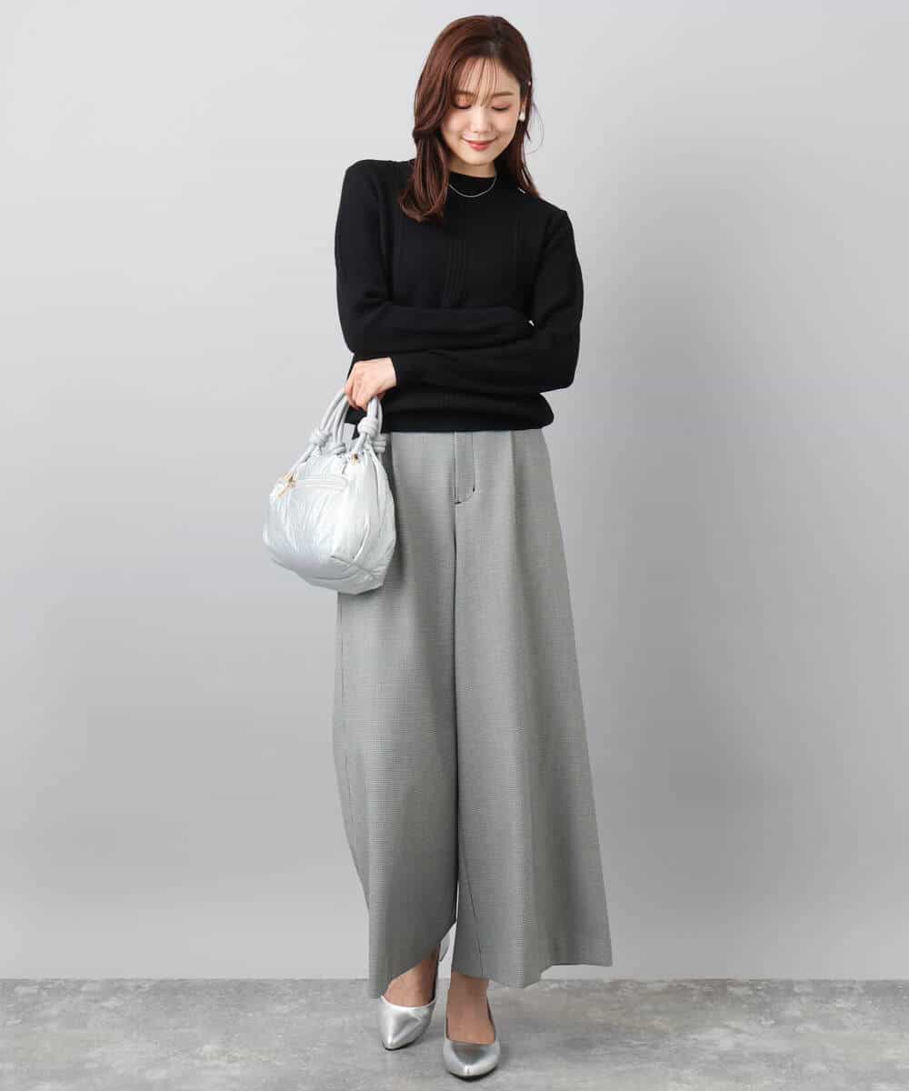 FKLAD51170 MK MICHEL KLEIN(MK ミッシェルクラン) 千鳥柄ガウチョパンツ/洗える グレー