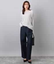FKLAD52180 MK MICHEL KLEIN(MK ミッシェルクラン) 裏起毛ブーツカットシルエットデニムワイドパンツ/洗える ネイビー