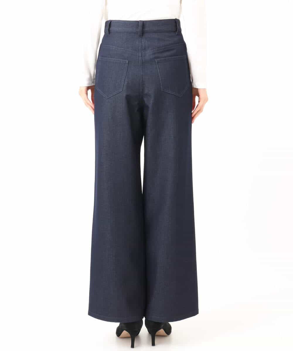 FKLAD52180 MK MICHEL KLEIN(MK ミッシェルクラン) 裏起毛ブーツカットシルエットデニムワイドパンツ/洗える ネイビー