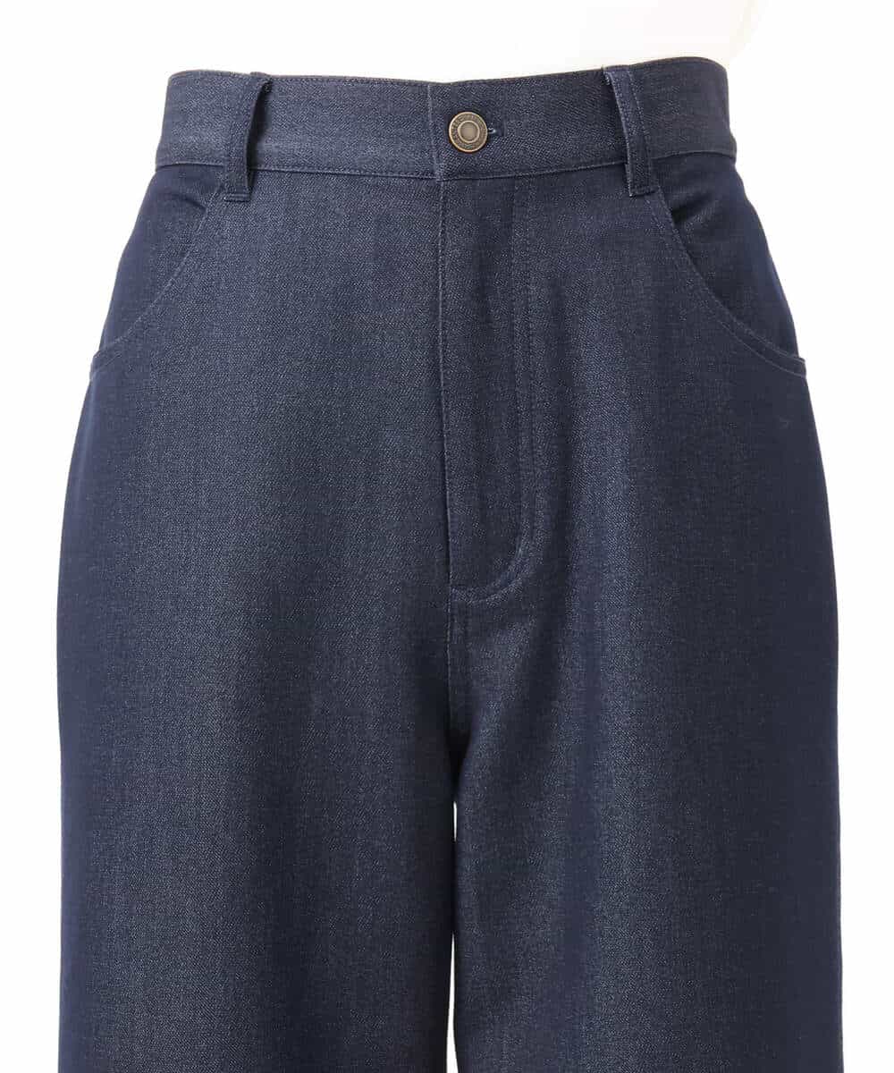 FKLAD52180 MK MICHEL KLEIN(MK ミッシェルクラン) 裏起毛ブーツカットシルエットデニムワイドパンツ/洗える ネイビー