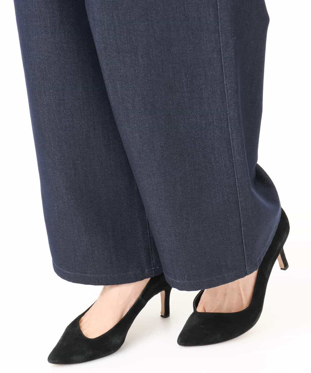 FKLAD52180 MK MICHEL KLEIN(MK ミッシェルクラン) 裏起毛ブーツカットシルエットデニムワイドパンツ/洗える ネイビー