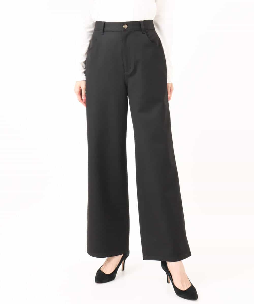 FKLAD52180 MK MICHEL KLEIN(MK ミッシェルクラン) 裏起毛ブーツカットシルエットデニムワイドパンツ/洗える ネイビー