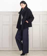 FKLAD52180 MK MICHEL KLEIN(MK ミッシェルクラン) 裏起毛ブーツカットシルエットデニムワイドパンツ/洗える ネイビー