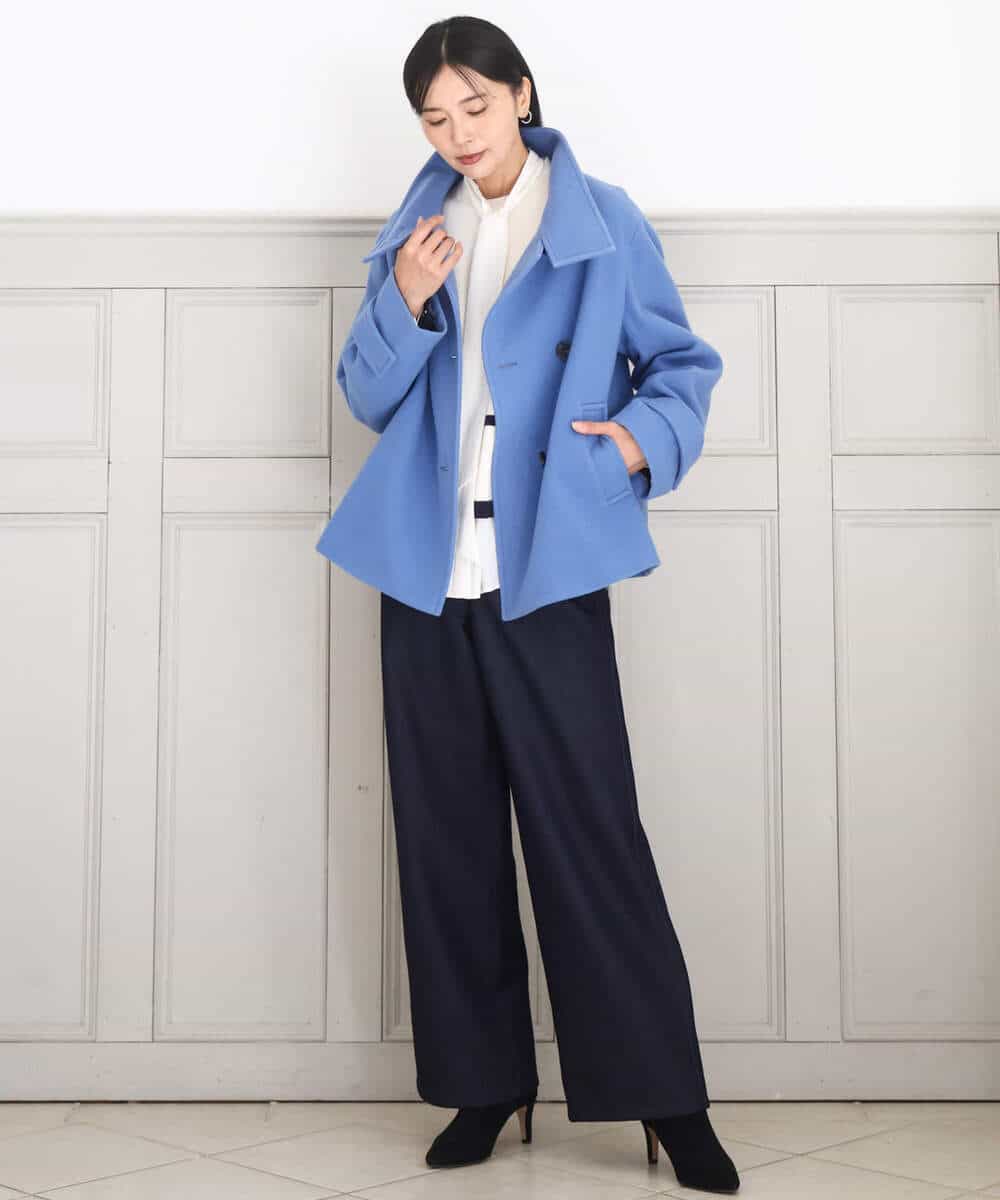 FKLAD52180 MK MICHEL KLEIN(MK ミッシェルクラン) 裏起毛ブーツカットシルエットデニムワイドパンツ/洗える ネイビー