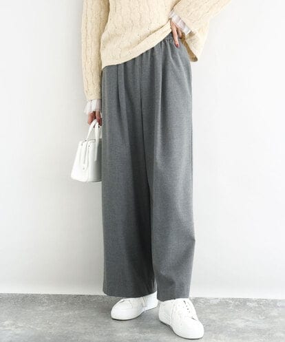 FKLAD62160 MK MICHEL KLEIN 裏起毛ワイドストレートプルオンパンツ/洗える