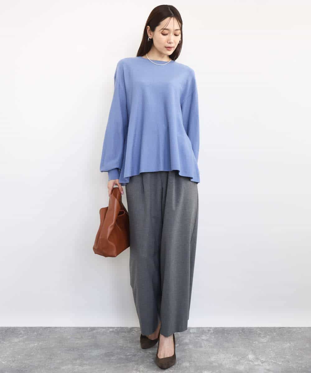 FKLAD62160 MK MICHEL KLEIN(MK ミッシェルクラン) 裏起毛ワイドストレートプルオンパンツ/洗える グレー