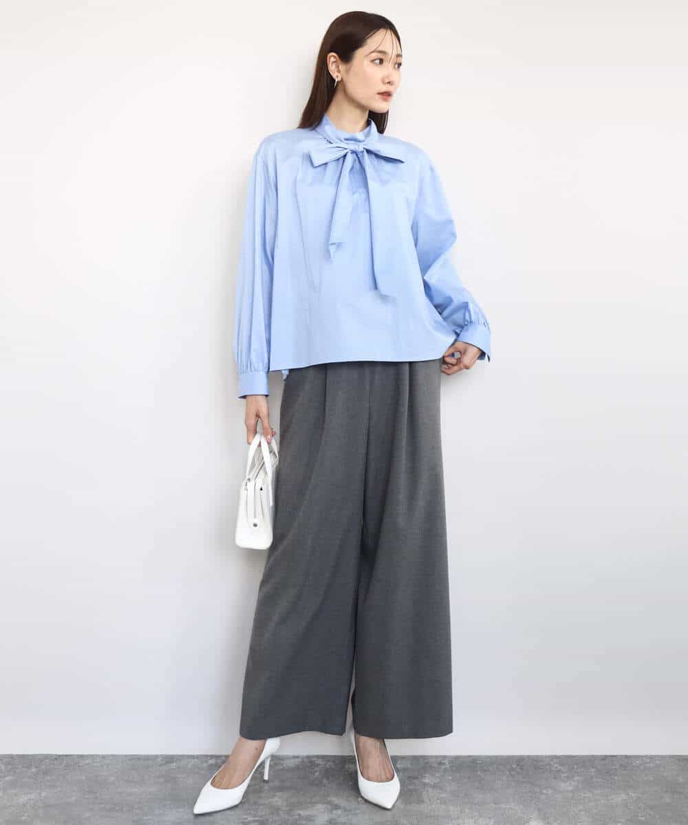 FKLAD62160 MK MICHEL KLEIN(MK ミッシェルクラン) 裏起毛ワイドストレートプルオンパンツ/洗える グレー