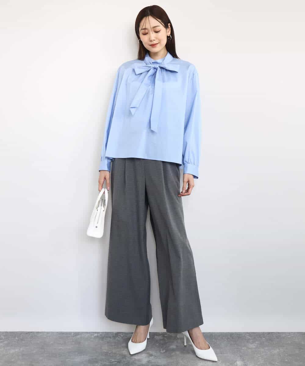 FKLAD62160 MK MICHEL KLEIN(MK ミッシェルクラン) 裏起毛ワイドストレートプルオンパンツ/洗える グレー
